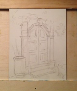 pencil sketch-Must be Lunch Time-Lindos, Rhodes