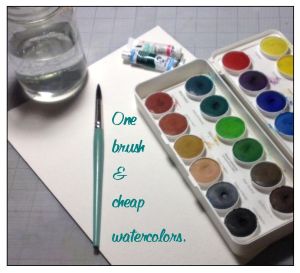 One brush & cheap watercolors